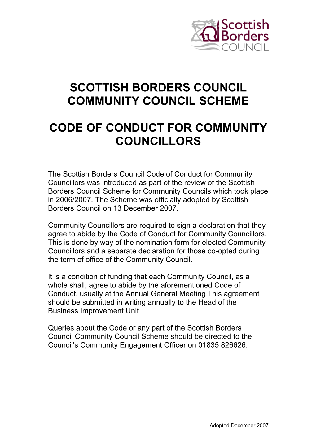 Scottish Borders Council Community Council Scheme