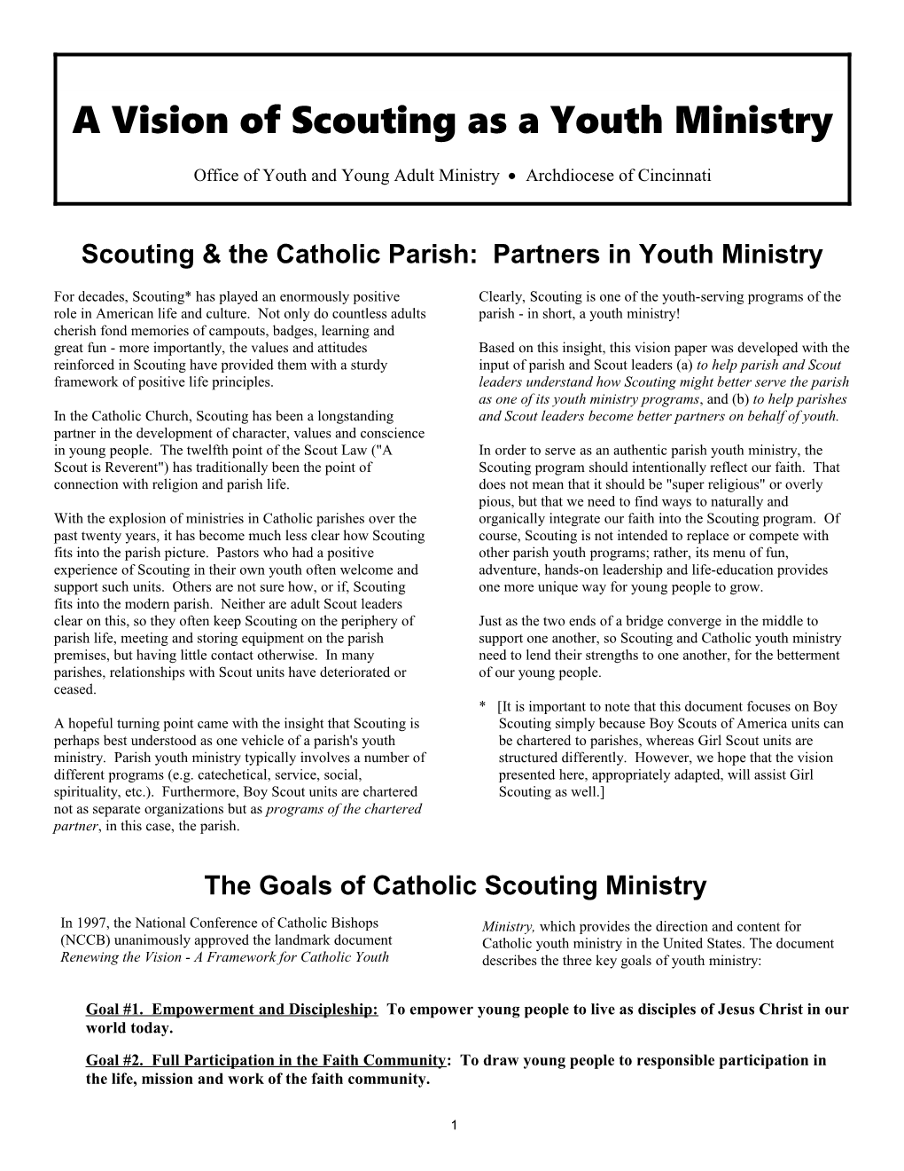Scouting & the Catholic Parish: Partners in Youth Ministry