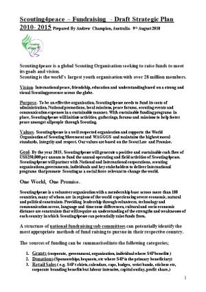 Scouting4peace Fundraising - Draft Strategic Plan 2010- 2014 Prepared by Andrew Champion