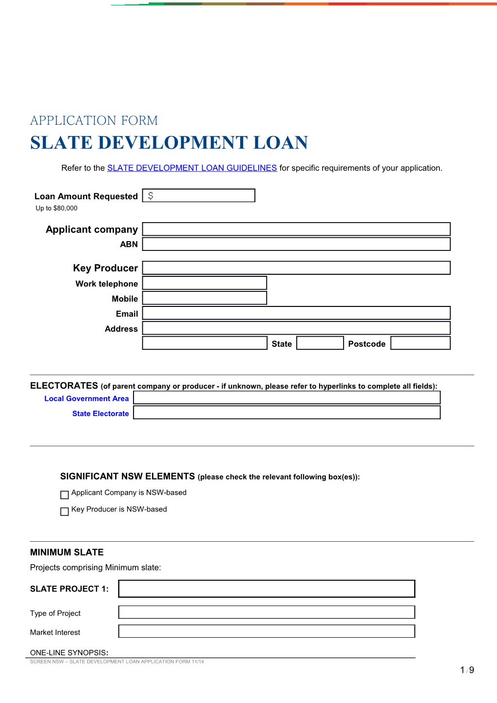 Screen Nsw Slate Development Loan Application Form 11/14