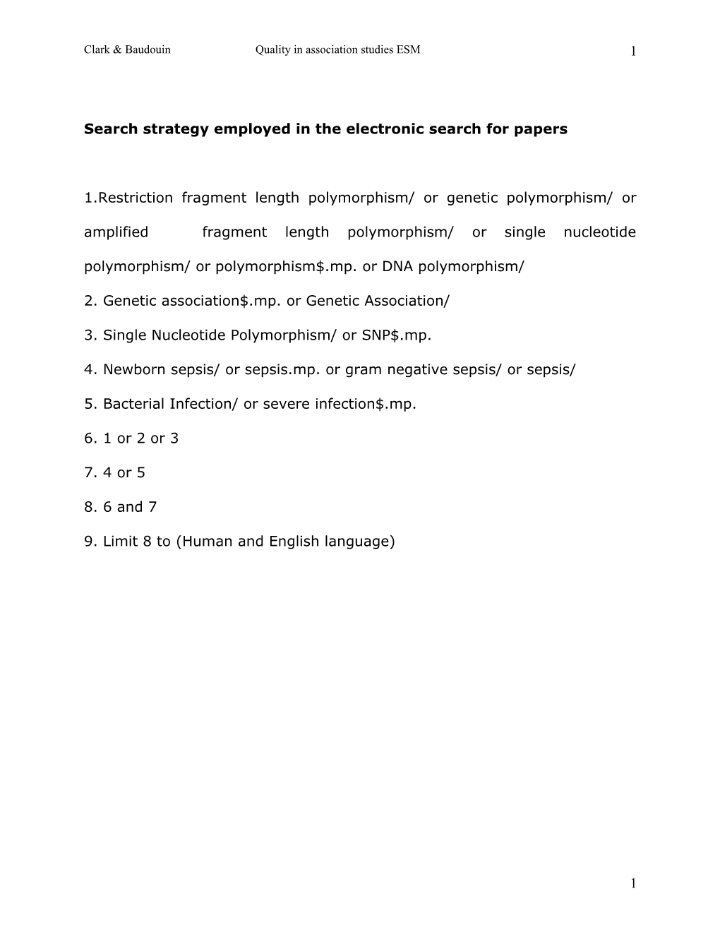 Search Strategy Employed in the Electronic Search for Papers