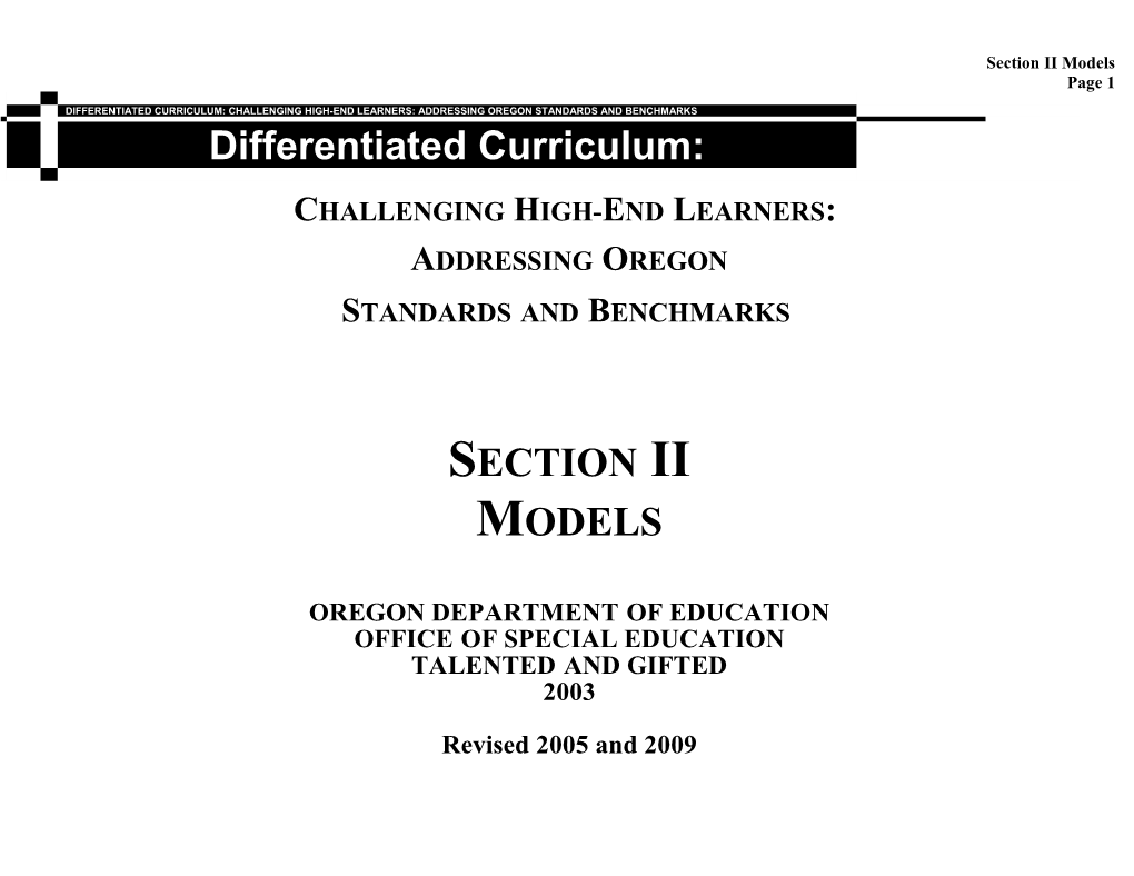 Section II Models