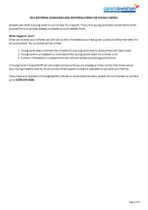 Self Referral Guidelines and Referral Form for Young Carers
