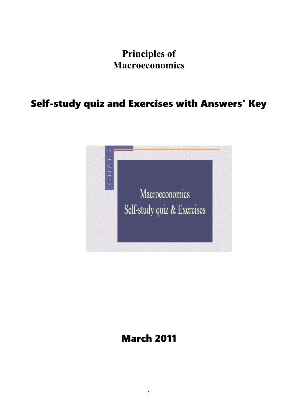 Self-Study Quiz and Exercises with Answers' Key