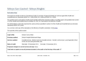 Selwyn Care Limited - Selwyn Heights