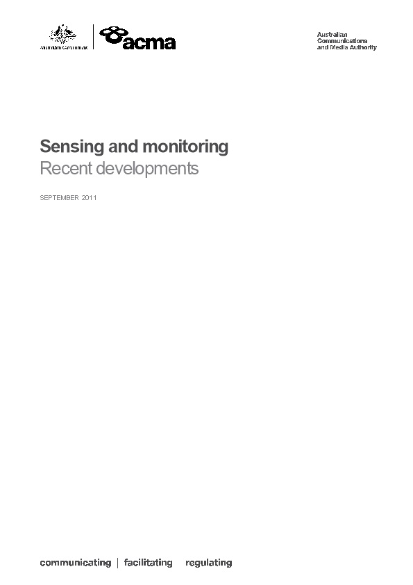 Sensing and Monitoring - Recent Developments