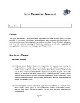 Server Management Agreement