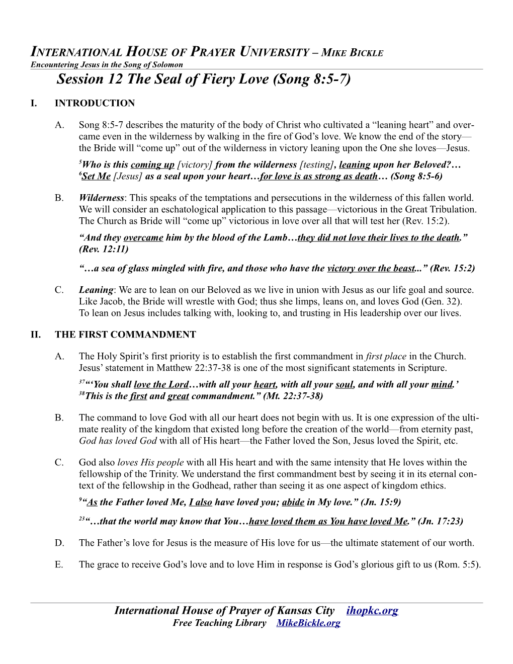 Session 12 the Seal of Fiery Love (Song 8:5-7)
