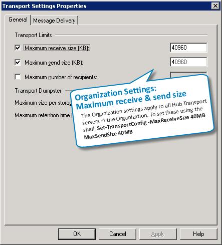 Exchange Server 2007 Transport Settings