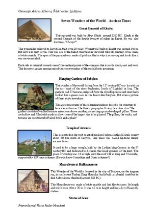 Seven Wonders of the World - Ancient Times