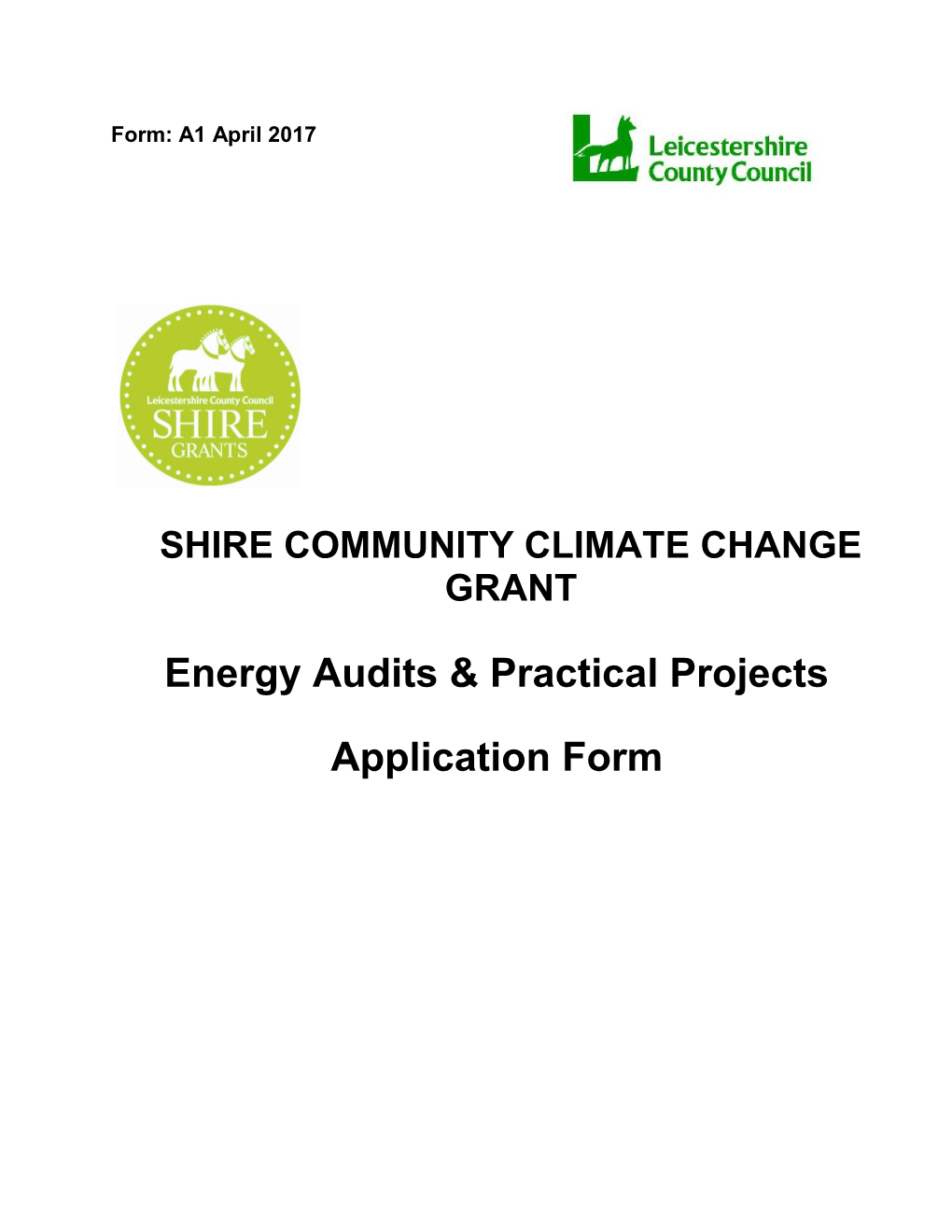 Shire Community Climate Change Grant Application Form - Energy Audits & Practical Projects