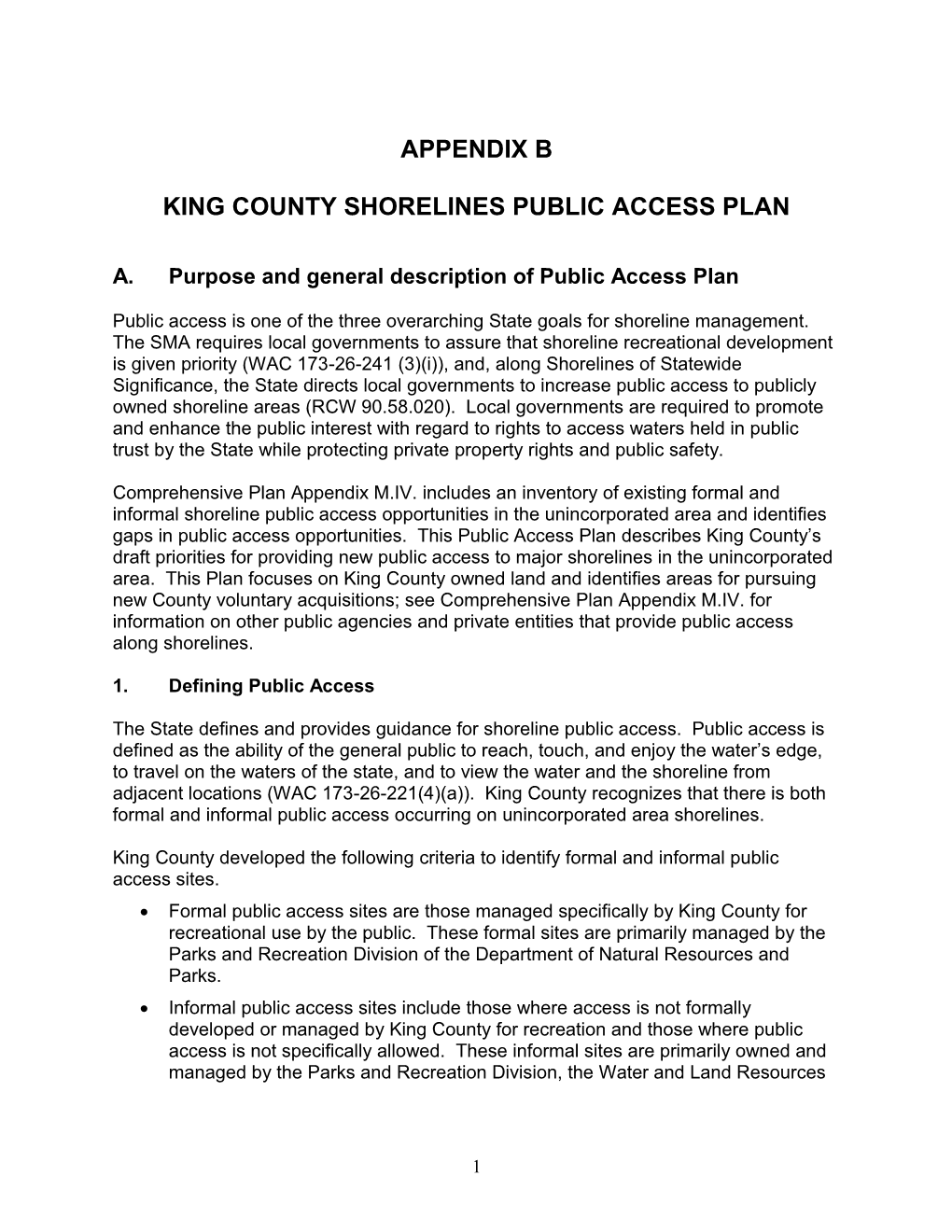 Shorelines Public Access Plan