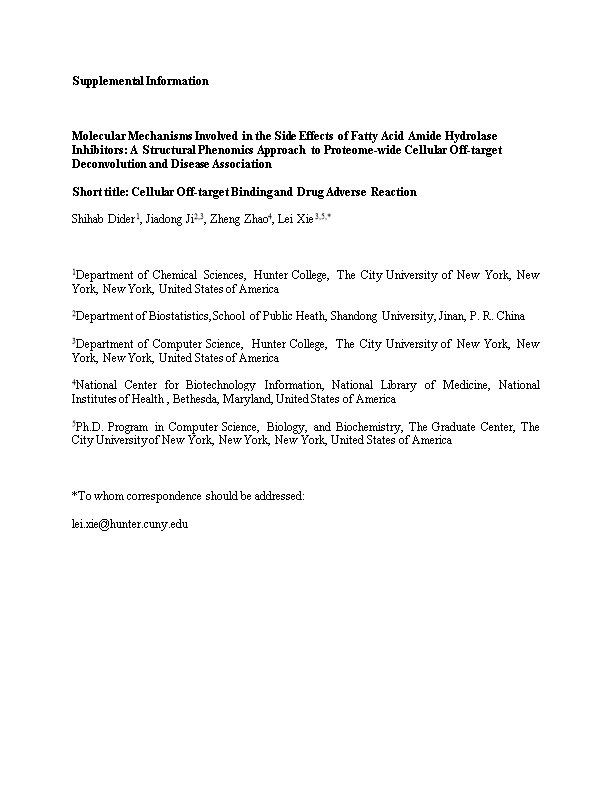 Short Title: Cellular Off-Target Binding and Drug Adverse Reaction