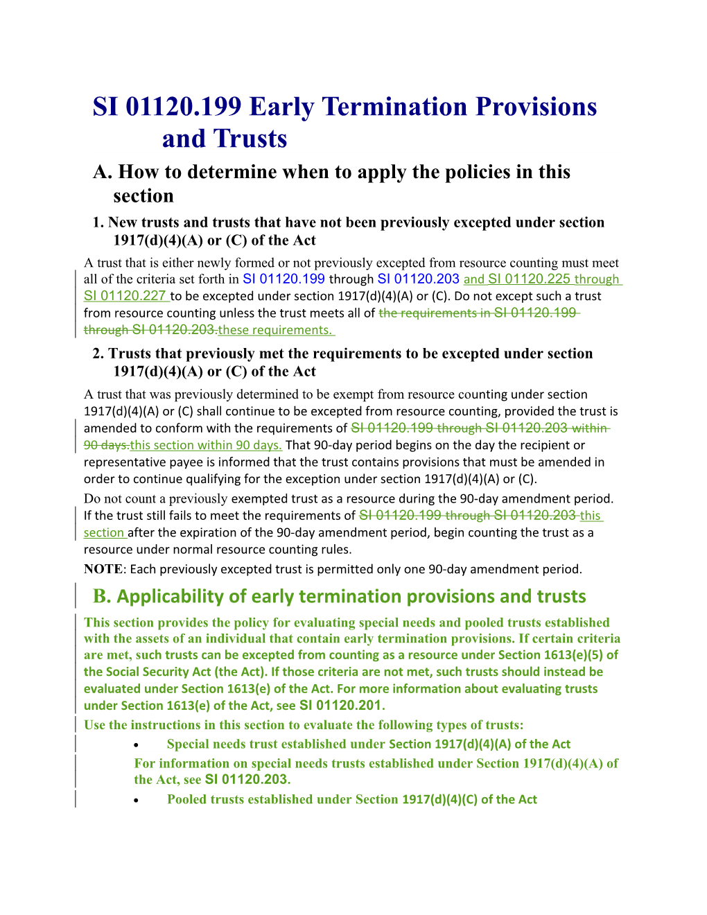 SI 01120.199 Early Termination Provisions and Trusts