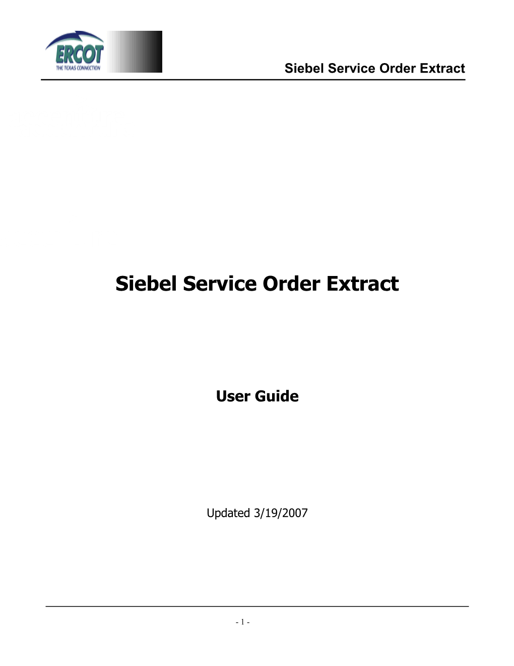 Siebel Service Order Extract