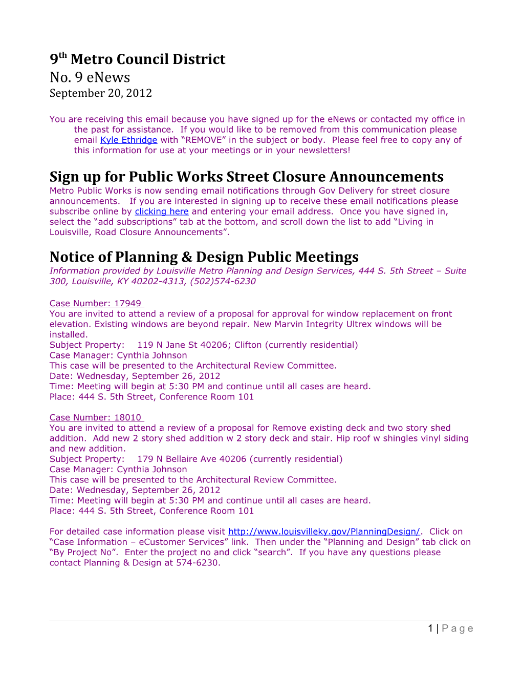 Sign up for Public Works Street Closure Announcements