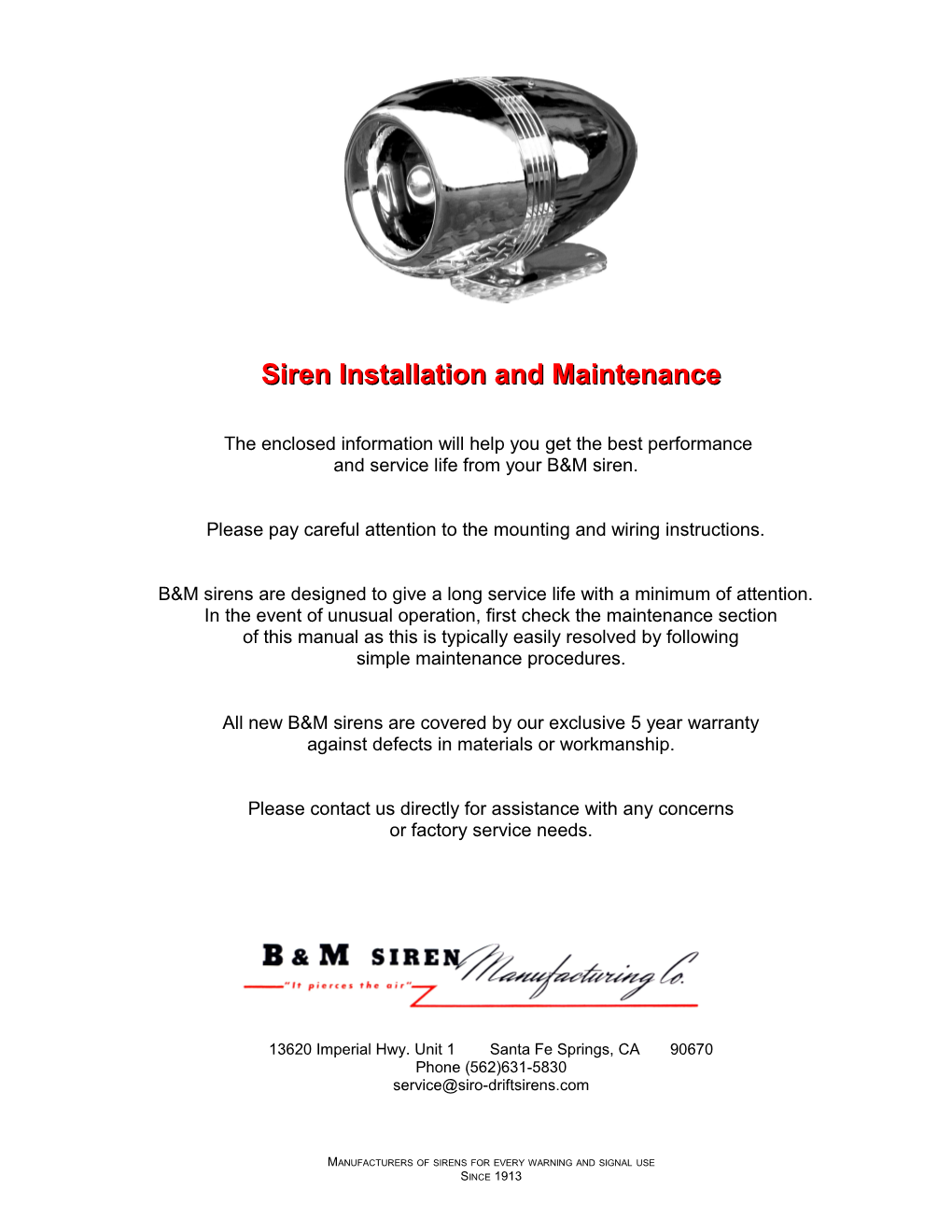 Siren Installation and Maintenance