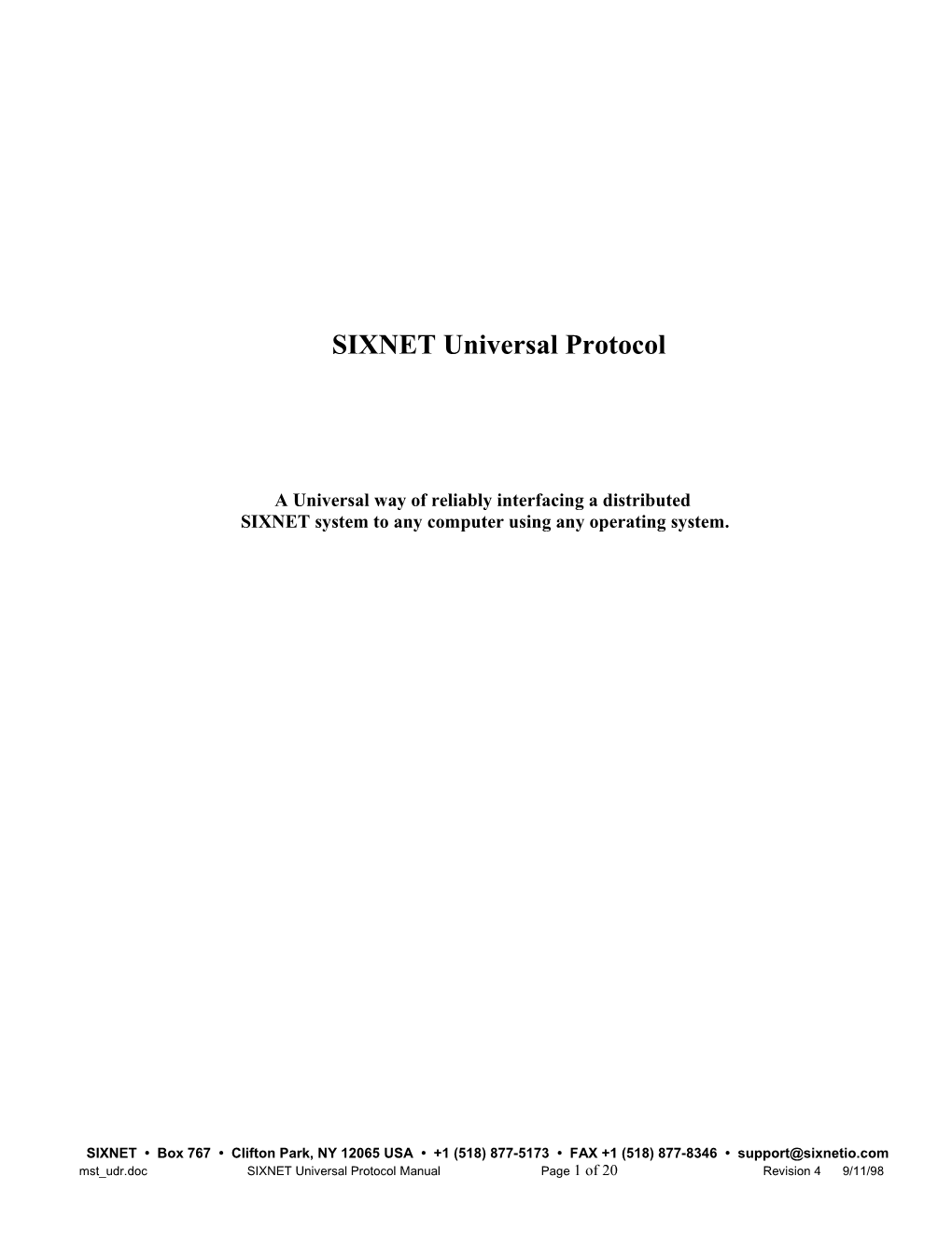 SIXNET Universal Protocol