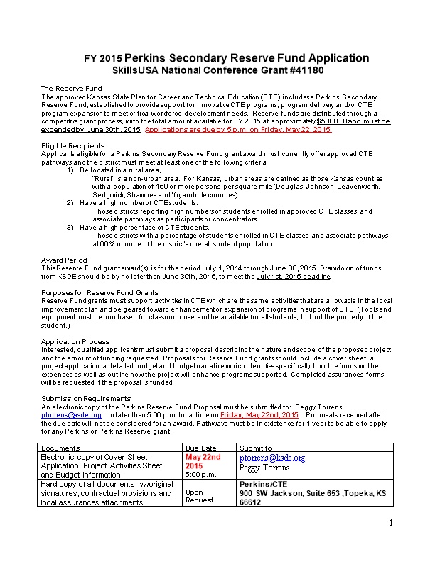 Skillsusa National Conference Grant #41180