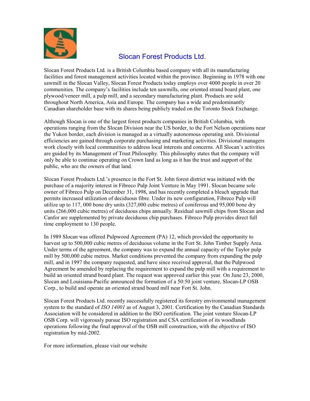 Slocan Forest Products Ltd