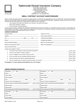 Small Contract Account Questionnaire