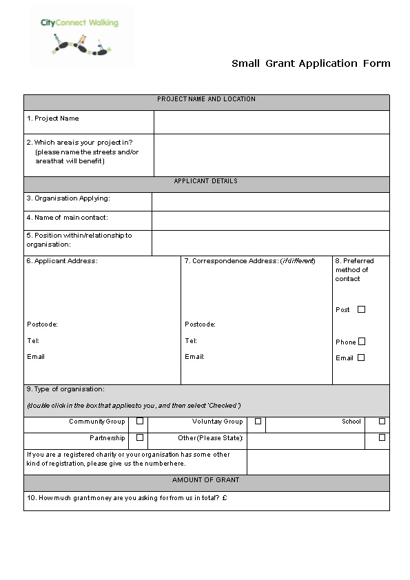 Small Grant Application Form