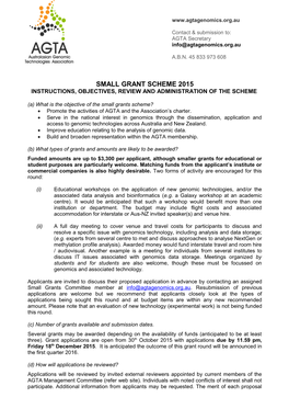 Small Grant Scheme 2015