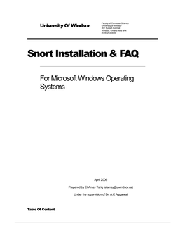 Snort Installation & FAQ