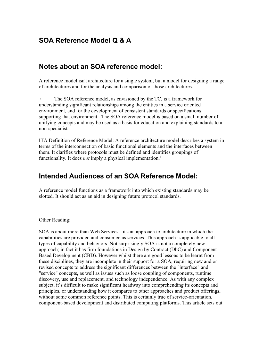 SOA Reference Model Q & A