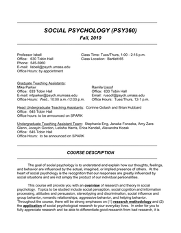 Social Psychology (Psy360)