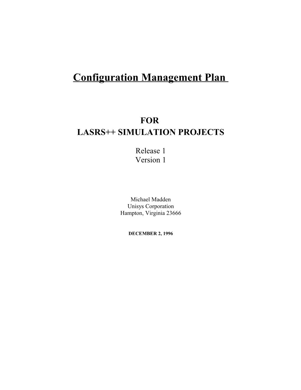 Software Configuration Management Plan Outline