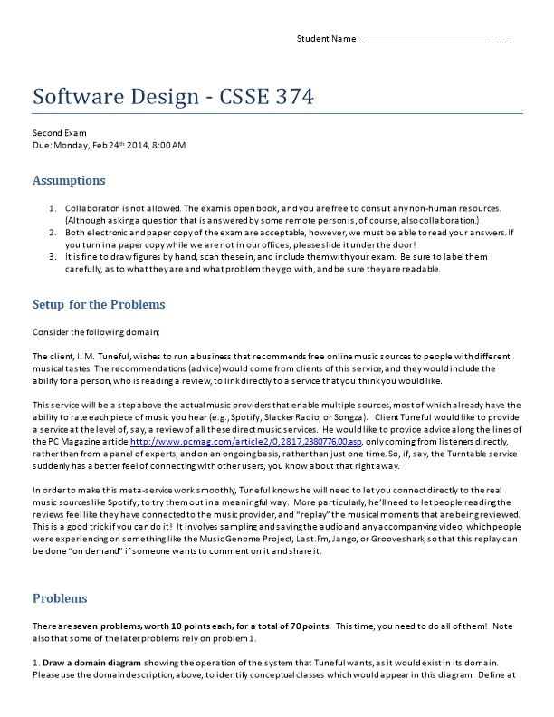 Software Design - CSSE 374