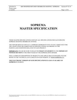 Soprema Master Specification