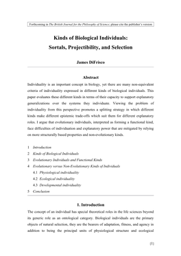 Sortals, Projectibility, and Selection