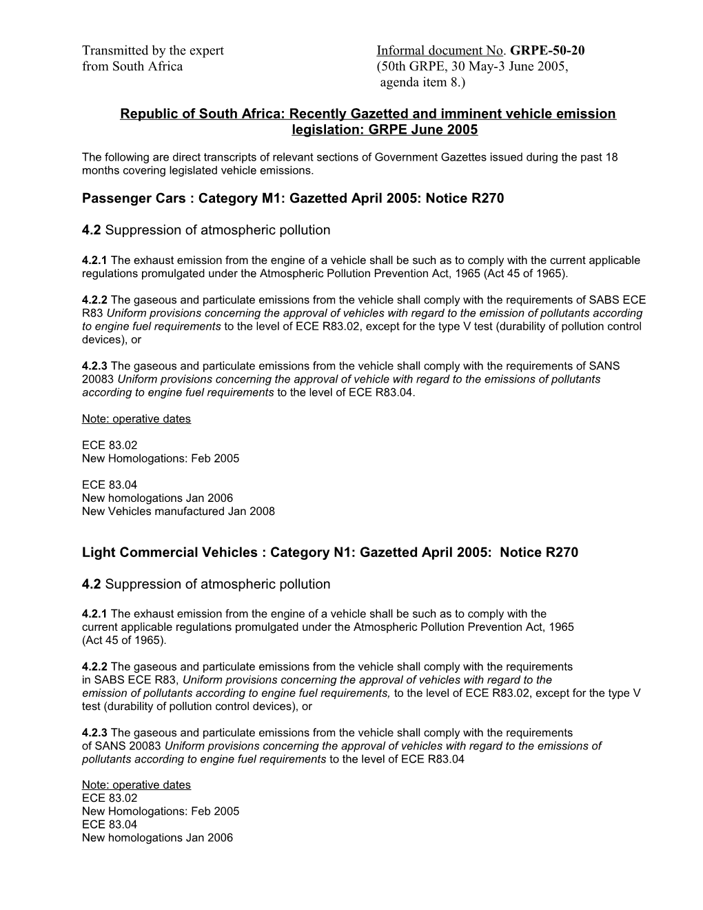 South Africa Newly Legislated Vehicle Emission Requirements Docest