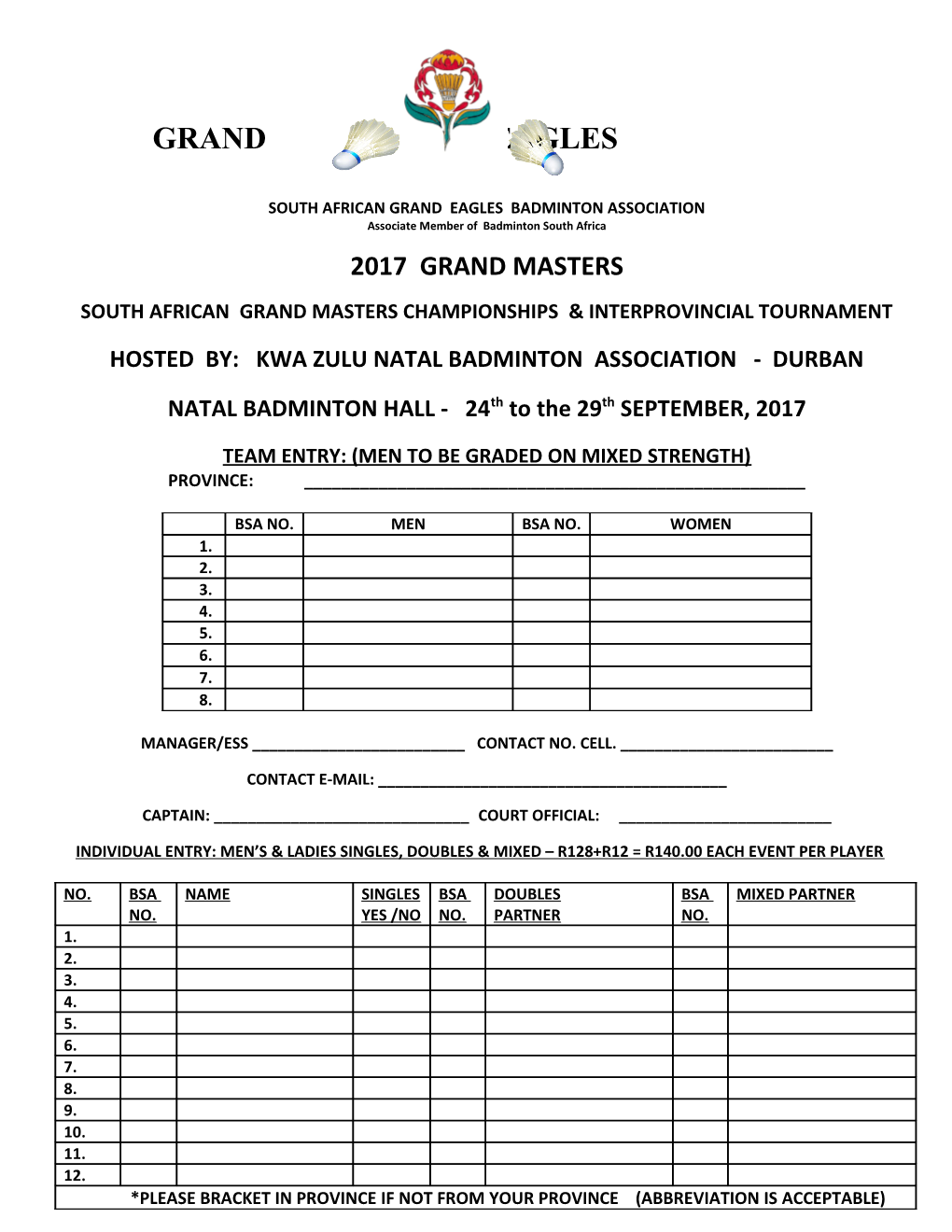 South African Grand Eagles Badminton Association
