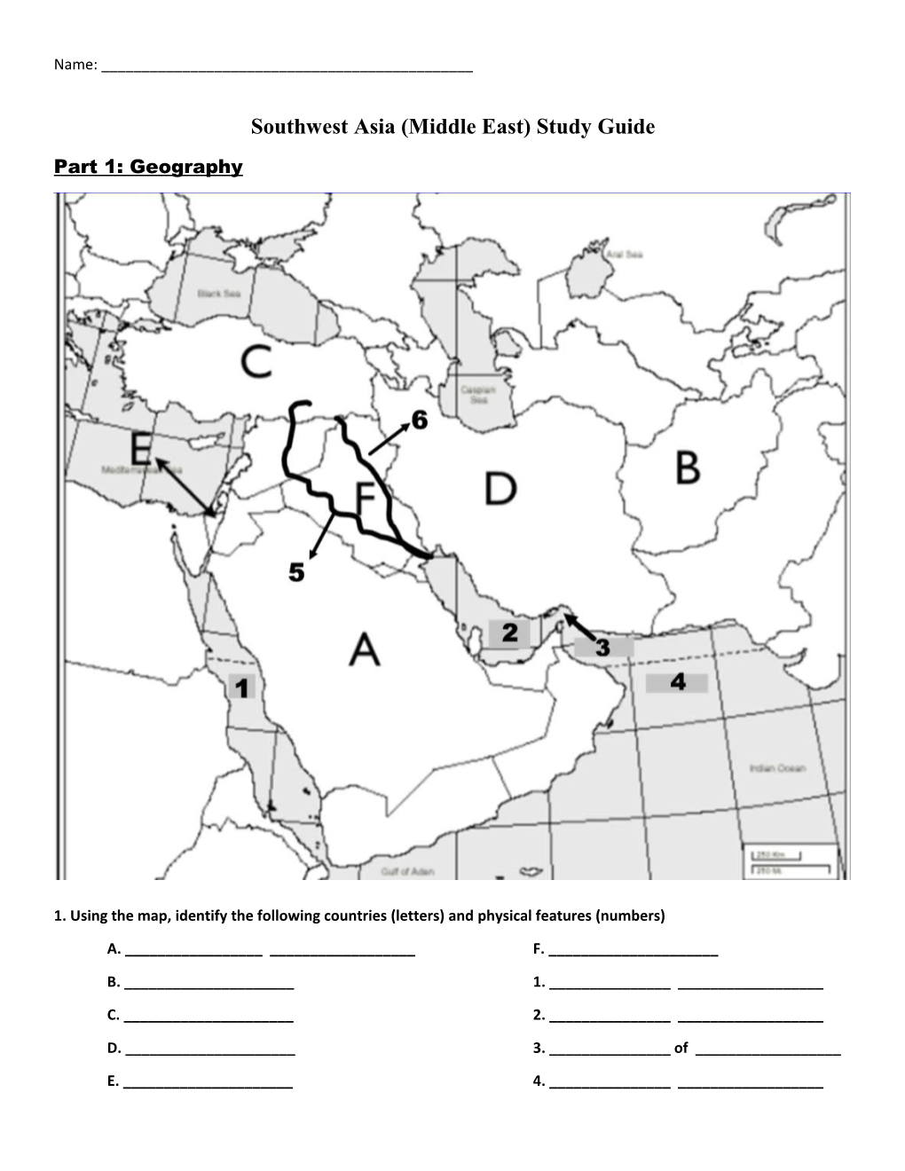 Southwest Asia (Middle East) Study Guide