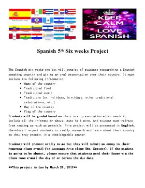 Spanish 5Th Six Weeks Project