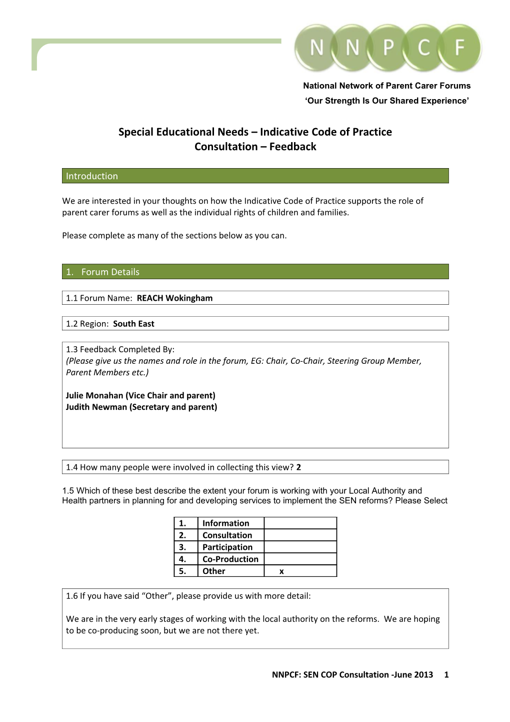 Special Educational Needs Indicative Code of Practice
