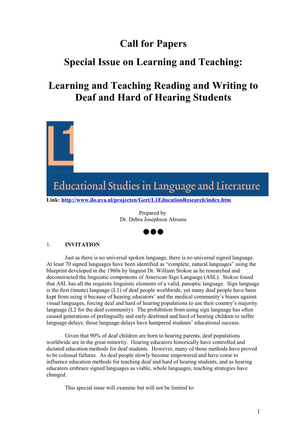 Special Issue on Learning and Teaching