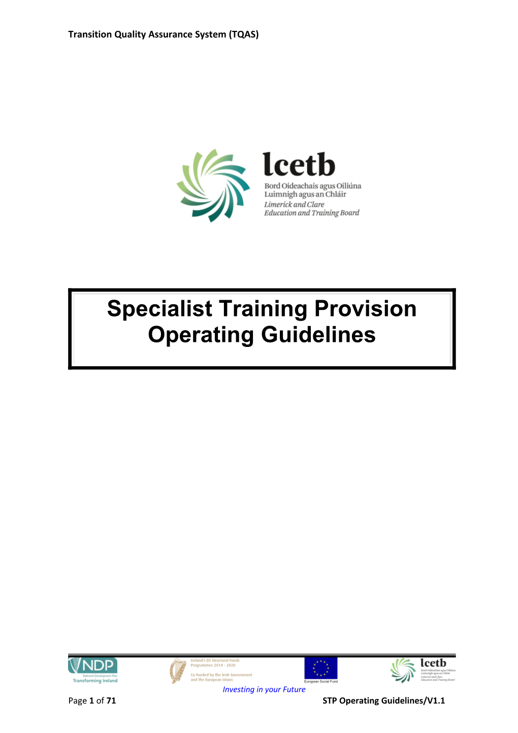 Specialist Training Provision