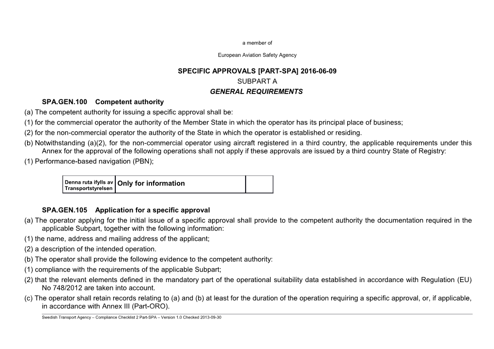Specific Approvals Part-Spa 2016-06-09