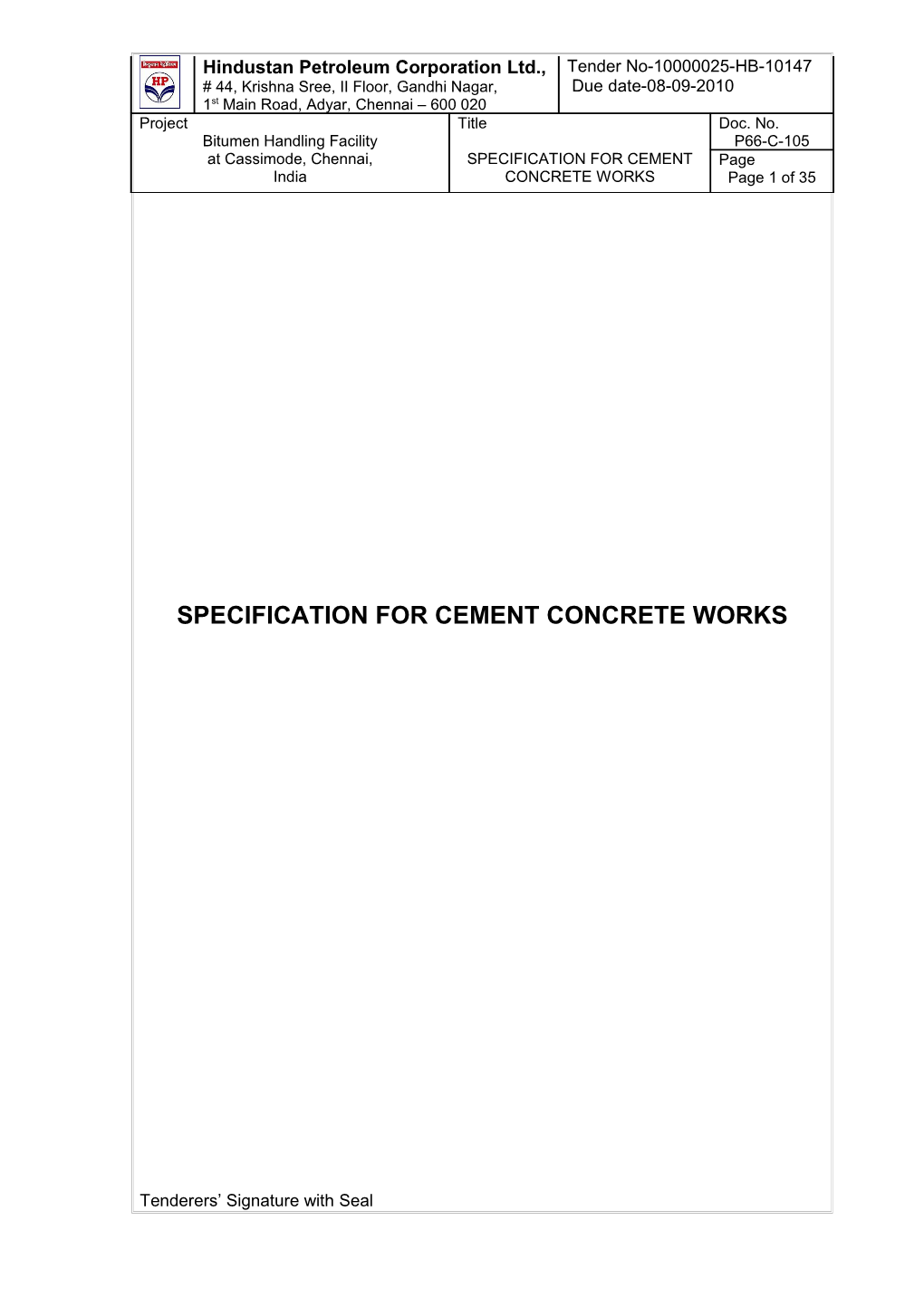 Specification for Cement Concrete Works