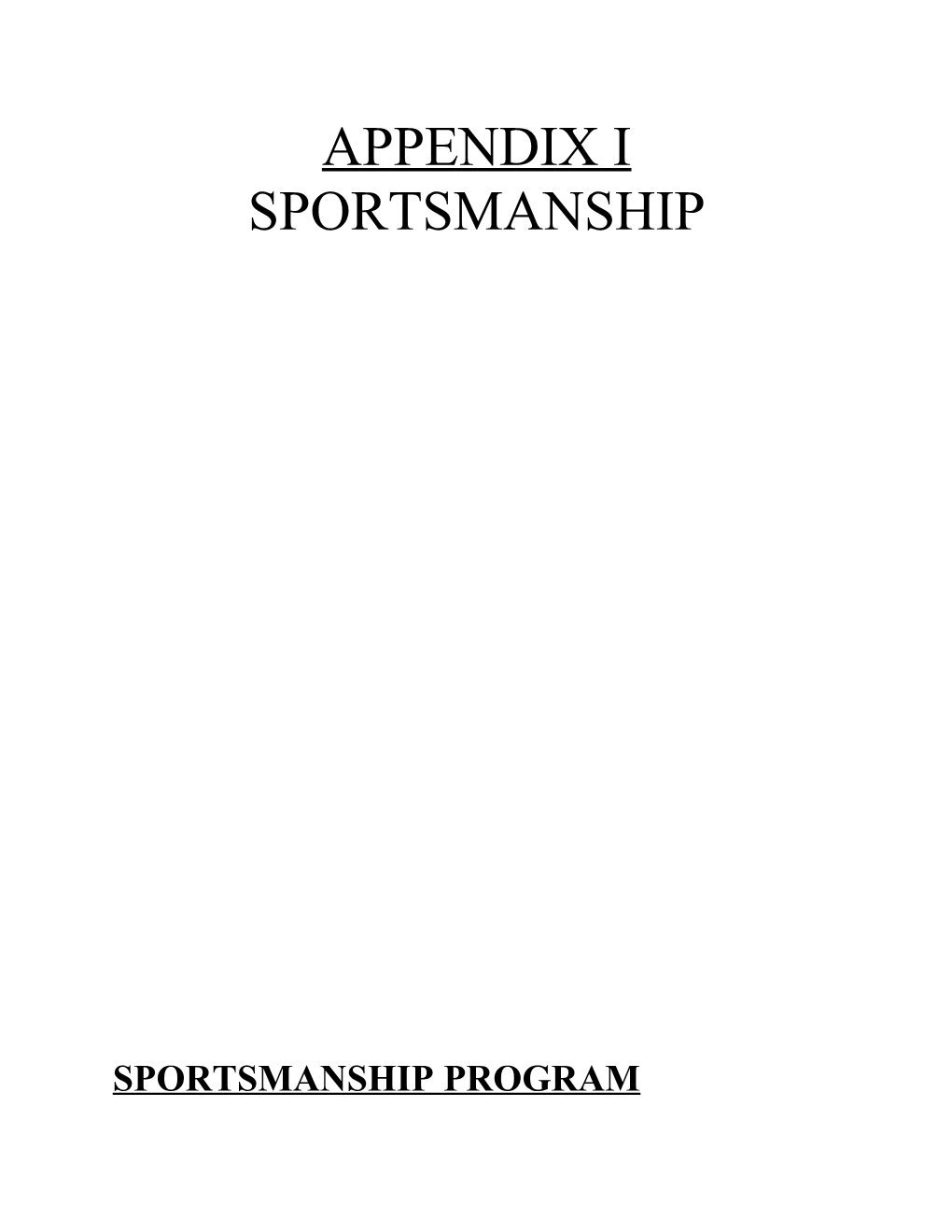 Sportsmanship Program