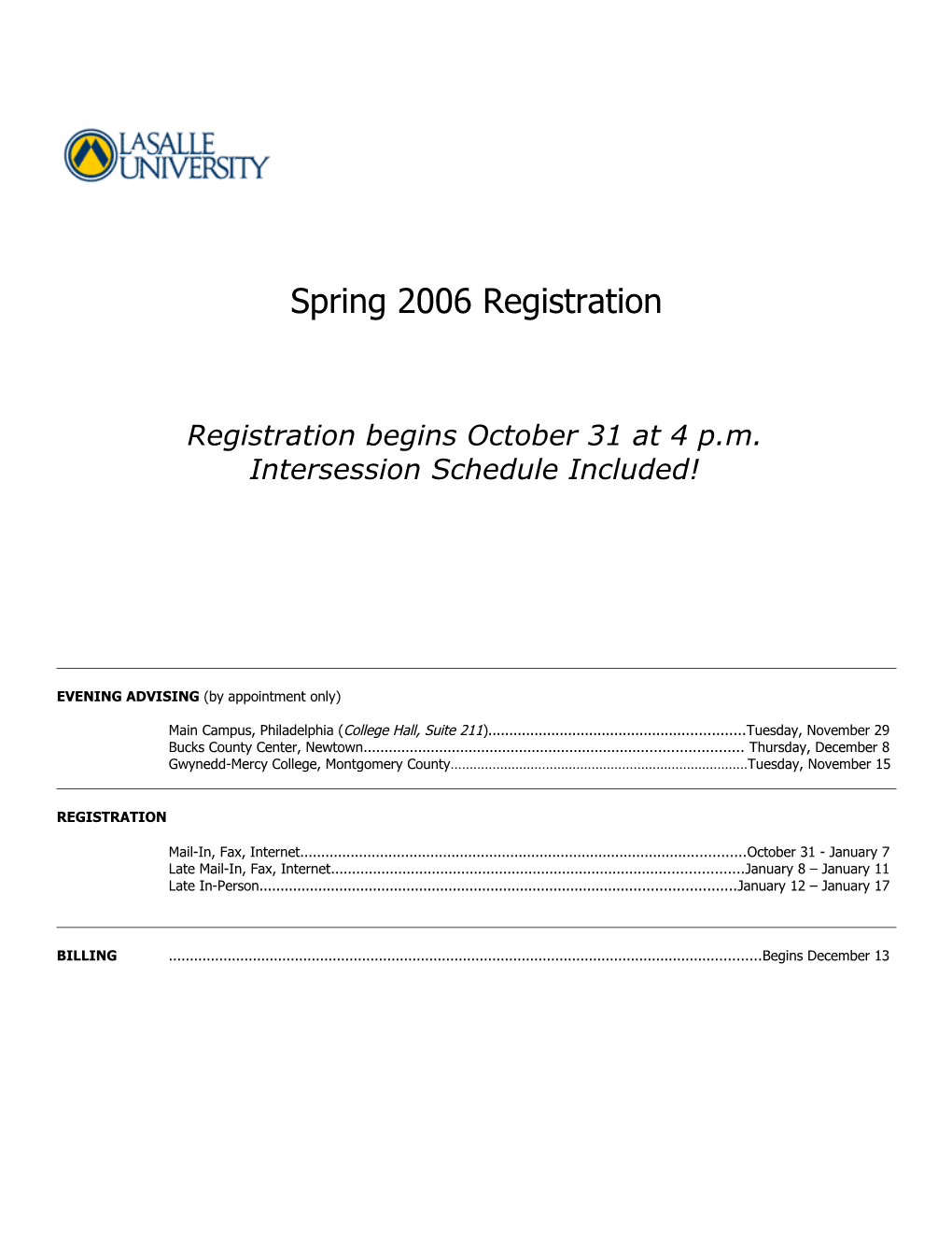 Spring 2006 Registration