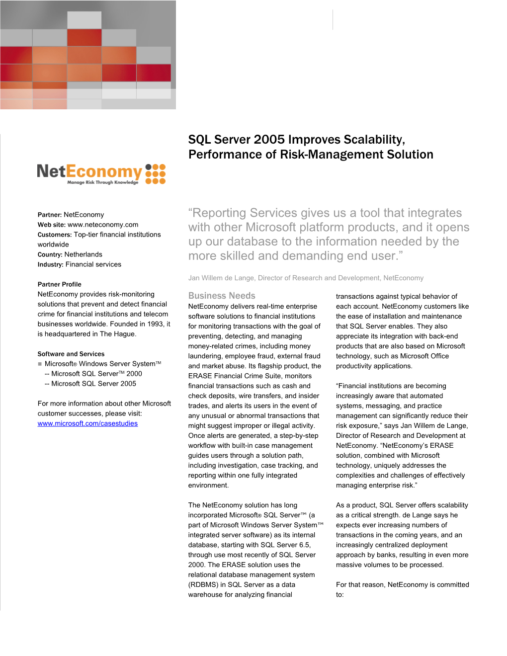 SQL Server 2005 Improves Scalability, Performance of Risk-Management Solution