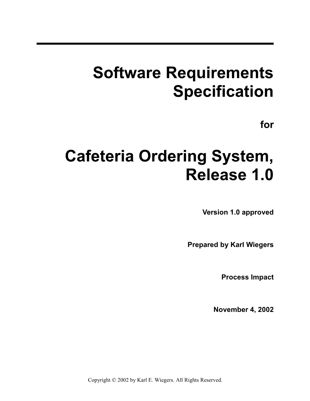 SRS for Cafeteria Ordering System