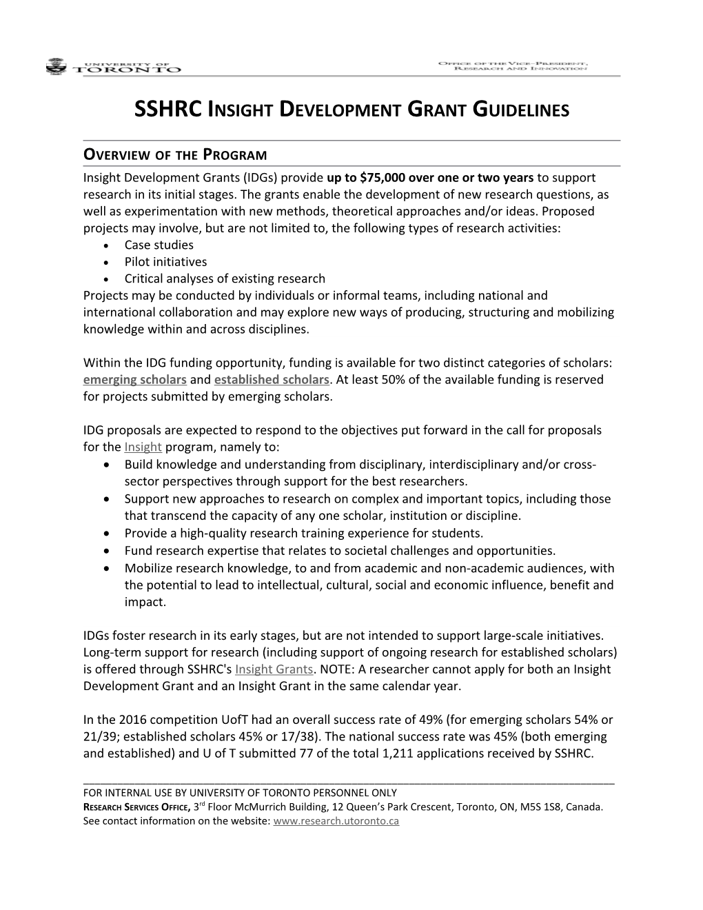 SSHRC Insight Development Grant Guidelines