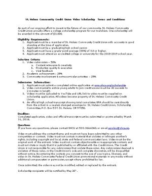 St. Helens Community Credit Union Video Scholarship Terms and Conditions