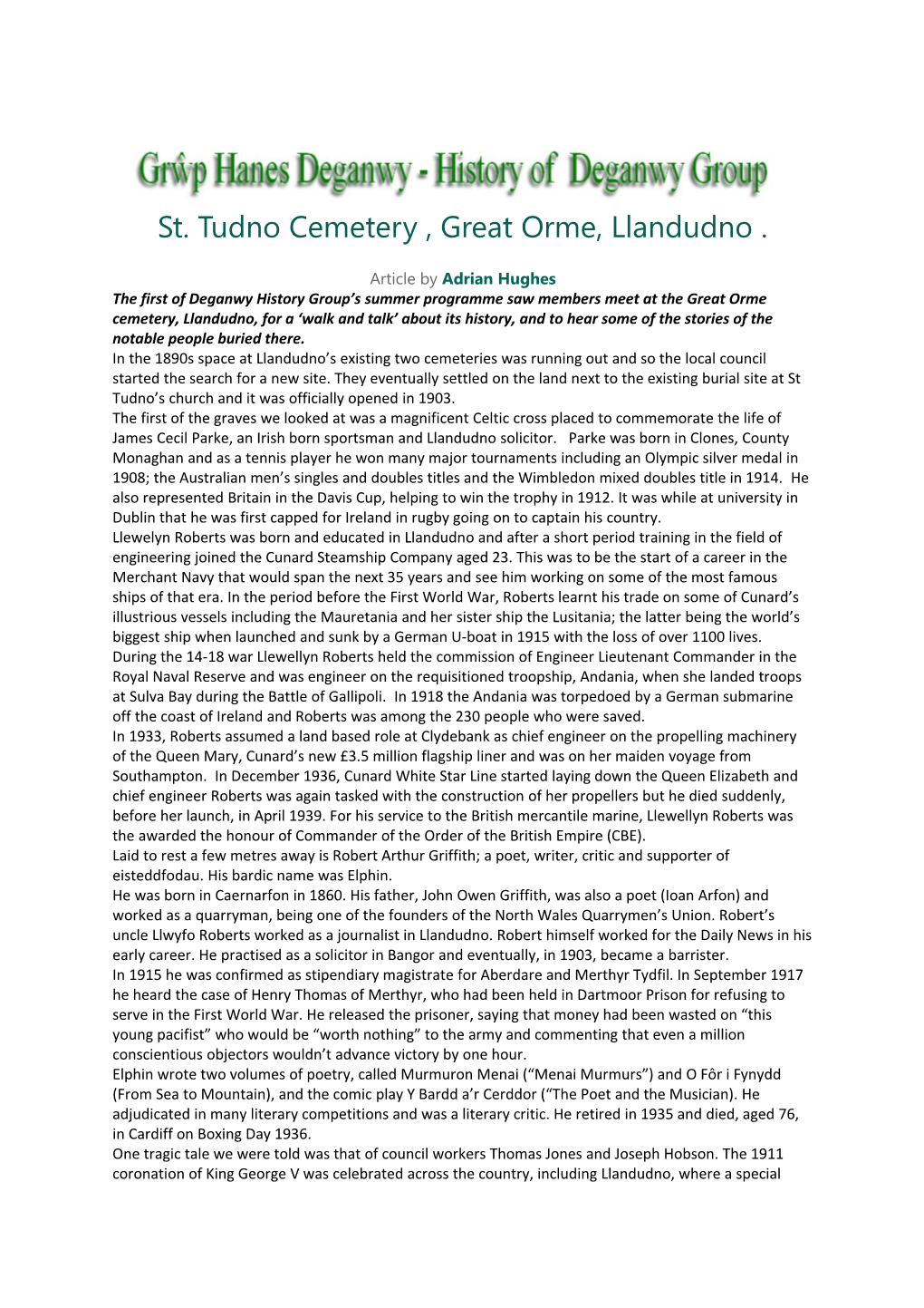 St. Tudno Cemetery , Great Orme, Llandudno